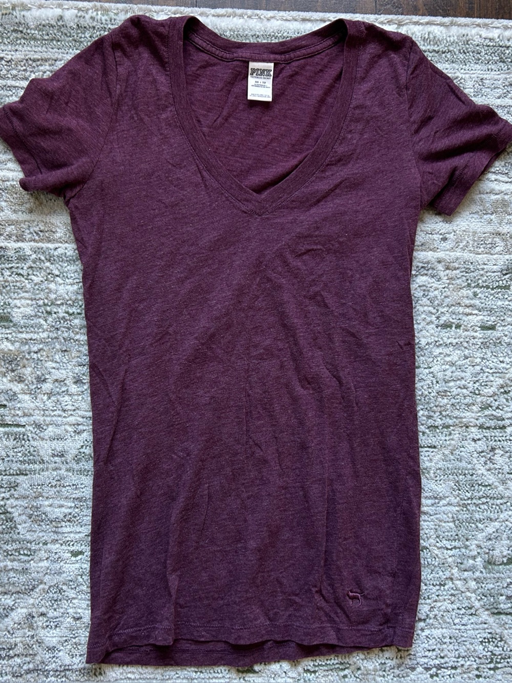 PINK Victoria's Secret Short Sleeve V-Neck Tee in Plum